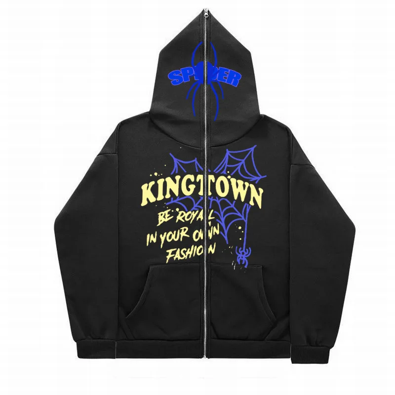 

NEW KPOP DARK Goth Y2K Hip Hop Streetwear Web Zipper Hoodie Sweatshirt Graphic Hoodie Pullover Harajuku Cotton Hooded SweatShirt
