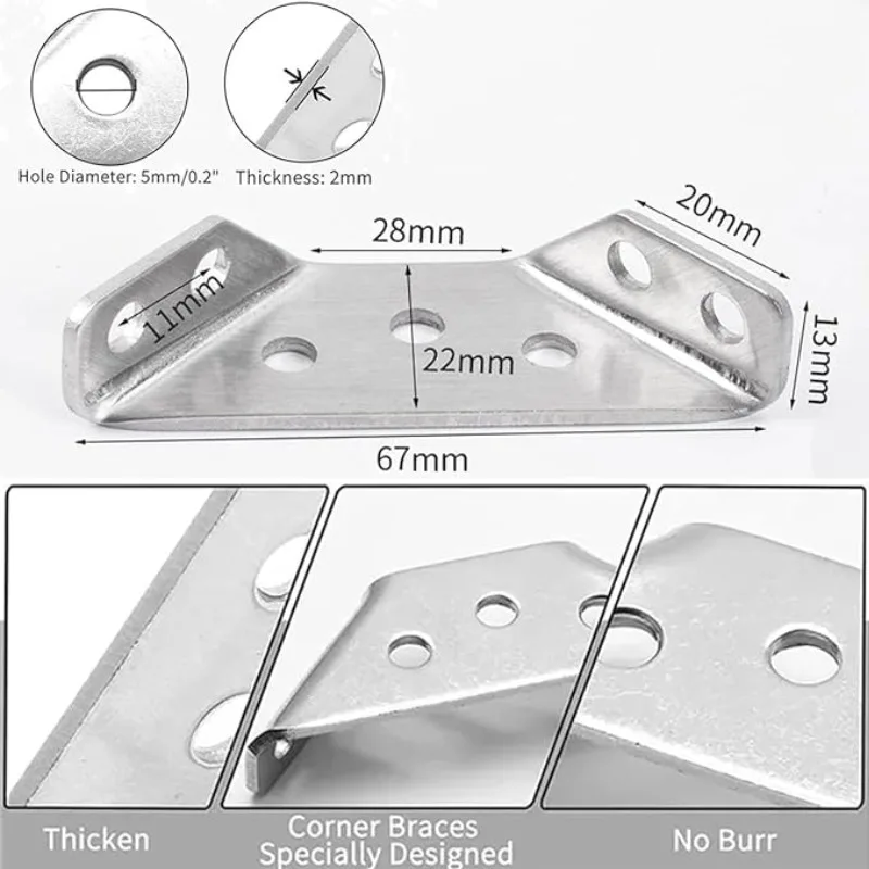 Furniture Corner Connector Universal Stainless Steel Corner Brace Heavy Duty Angle Shelf Brackets For Wood Stainless Steel Angle Bracket Furniture Hardware Angle Bracket Angled Furniture Hardware Angle Connector