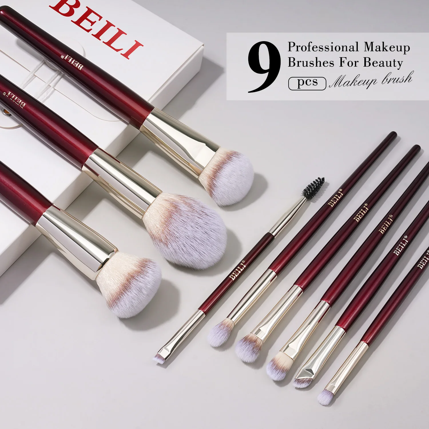 BEILI 9PCS 메이크업 아티스트 전문 메이크업 브러쉬 세트