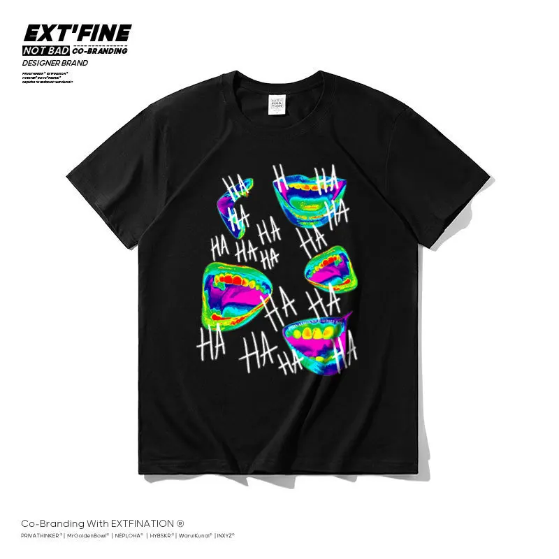 Футболка ExtFine Ha-ha Mouth Мужская брендовая тенниска с коротким рукавом модная майка в