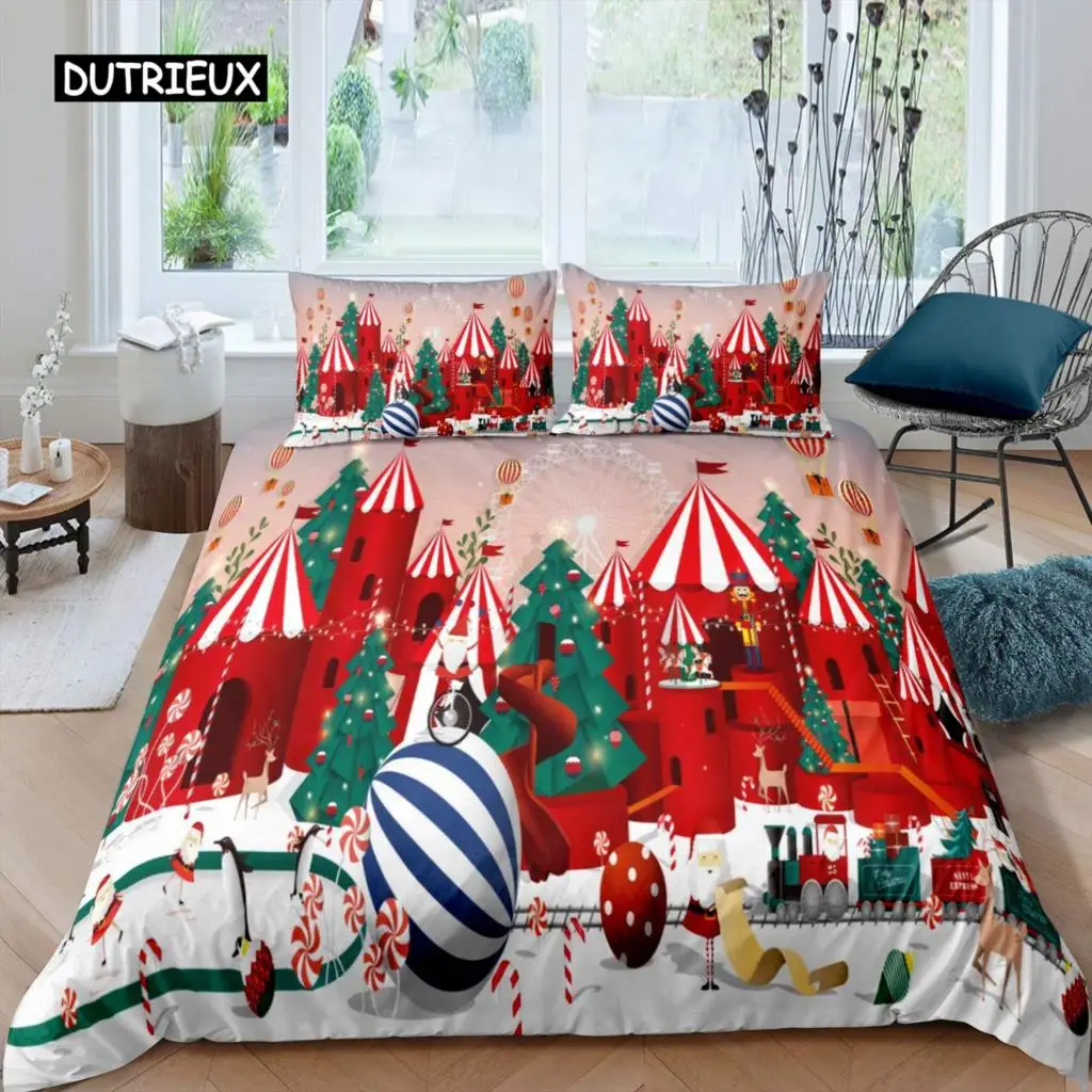 

Amusement Park Duvet Cover Set Polyester Ferris Wheel Ball Bedding Set Girl Cartoon Fairy Tale Queen Size 2/3pcs Comforter Cover