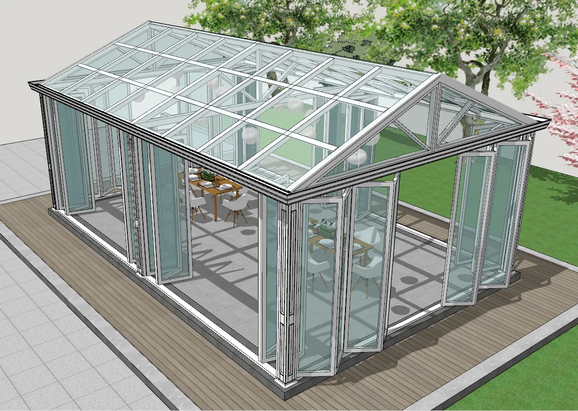 Prefabricated 4 Season Free Standing Veranda Aluminium Glass Conservatory