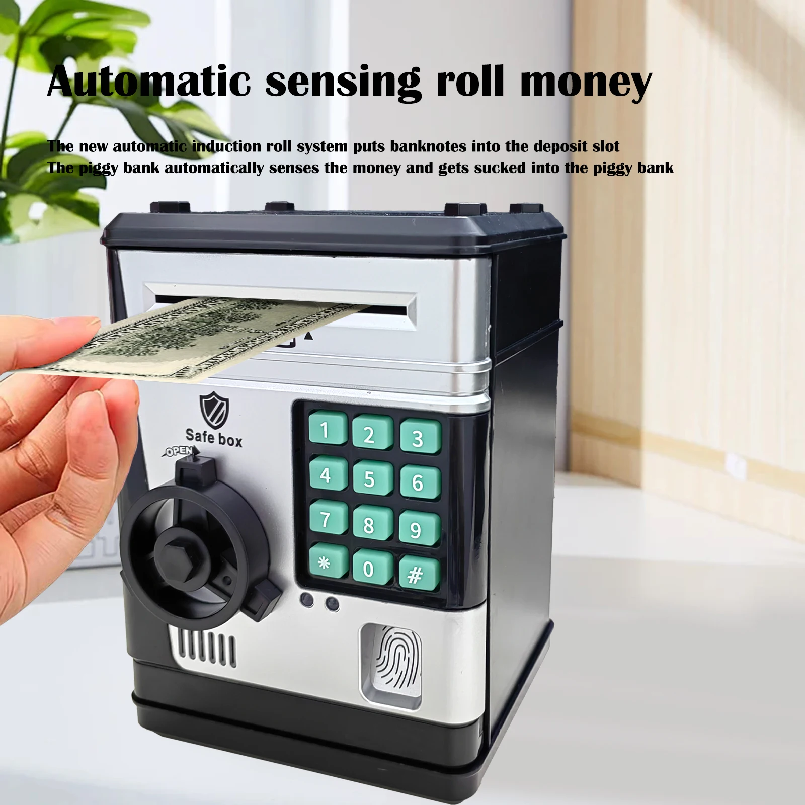 Children Savings Piggy Bank Fingerprint Password Deposit Box Music Money Cash Coins Automatic ATM Machine Safe Kids Toys Gift 2