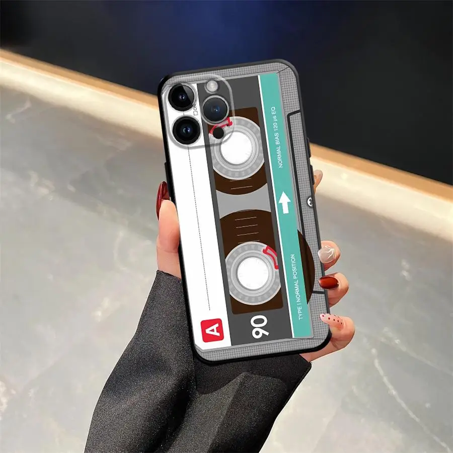 Vintage Cassette Tape Soft Phone Cover - Black