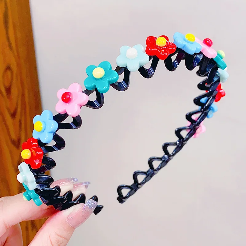 Cute Colorful Flower Round Star Heart Wave Metal Hairband For Girls Lovely Hair Decorate Headband Kids Sweet Hair Accessories