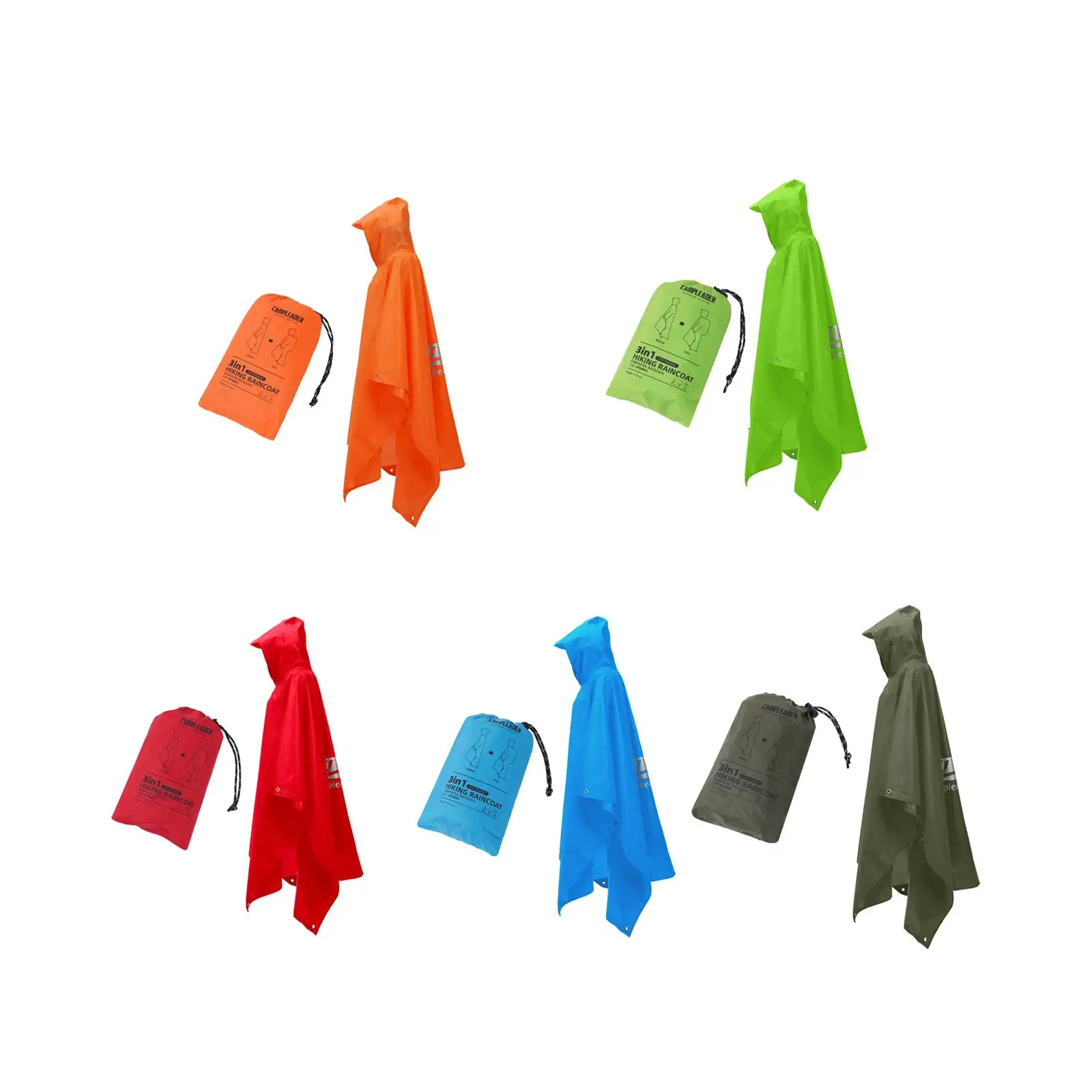 Hooded Rain Poncho Water Resistant Raincoat for Camping Hiking Outdoor Hooded Rain Poncho Water Resistant Raincoat for Camping Hiking Outdoor