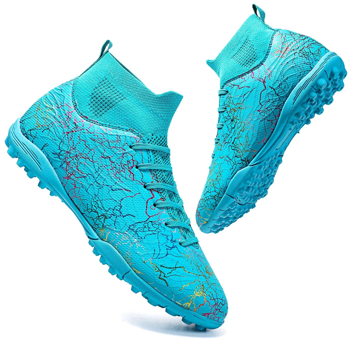 Football Shoes Professional High Top Soccer Shoes for Men Tf Broken Nails Short Nails Artificial Grass Training Breathable Anti Slip