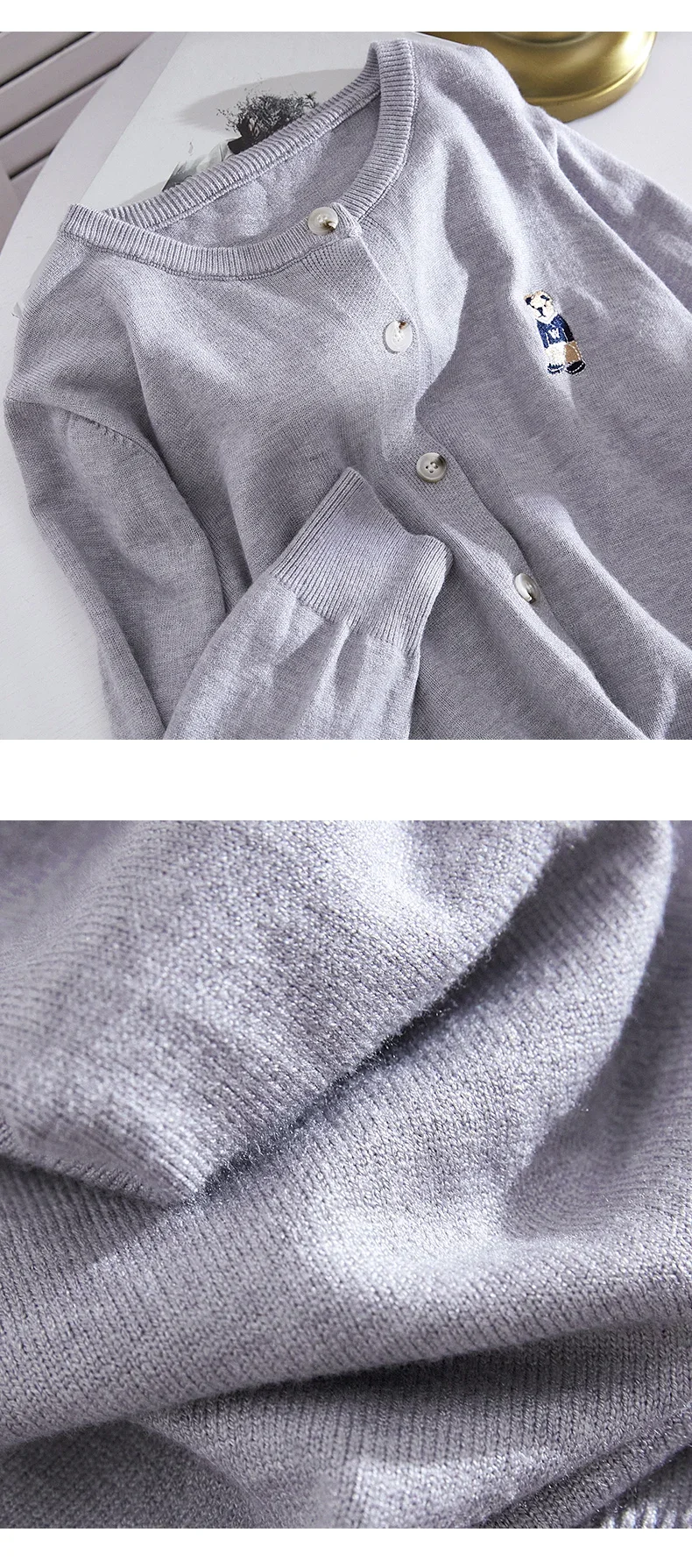 Spring Autumn Women's Knitted Cardigan Korean Single Breasted Long Sleeve Jumper Woman Chic Round Neck Cardigans Outwear