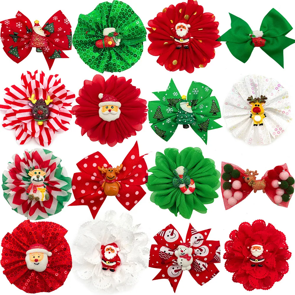 30/50pcs Christmas Dog Bow Tie Removable Dog Collar Santa Claus Xmas Deer Style Dog Bow Tie Dog Collar Dog Dog Accessories