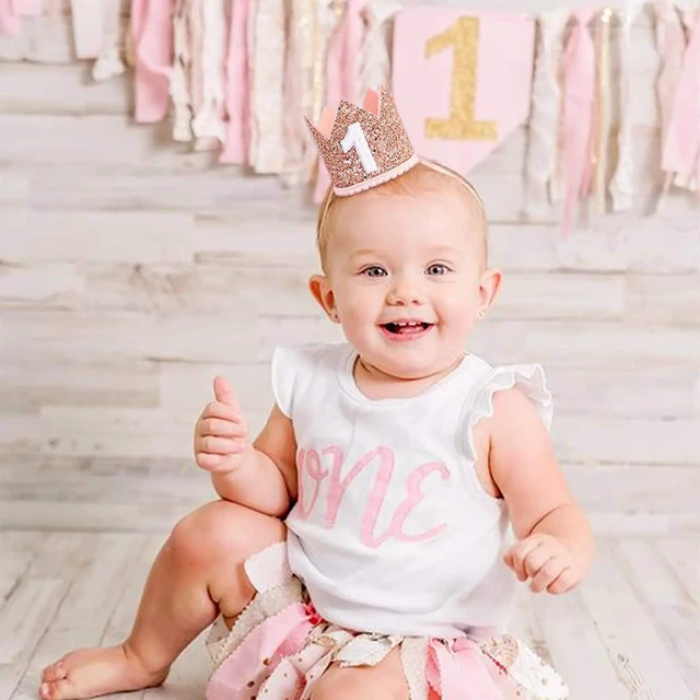 Corona de cumpleaños de bebé de 1 año, primer cumpleaños, decoración de  fiesta de feliz cumpleaños para niños, niño, niña, decoración de fiesta de  bebé, sombrero, pancarta de fiesta