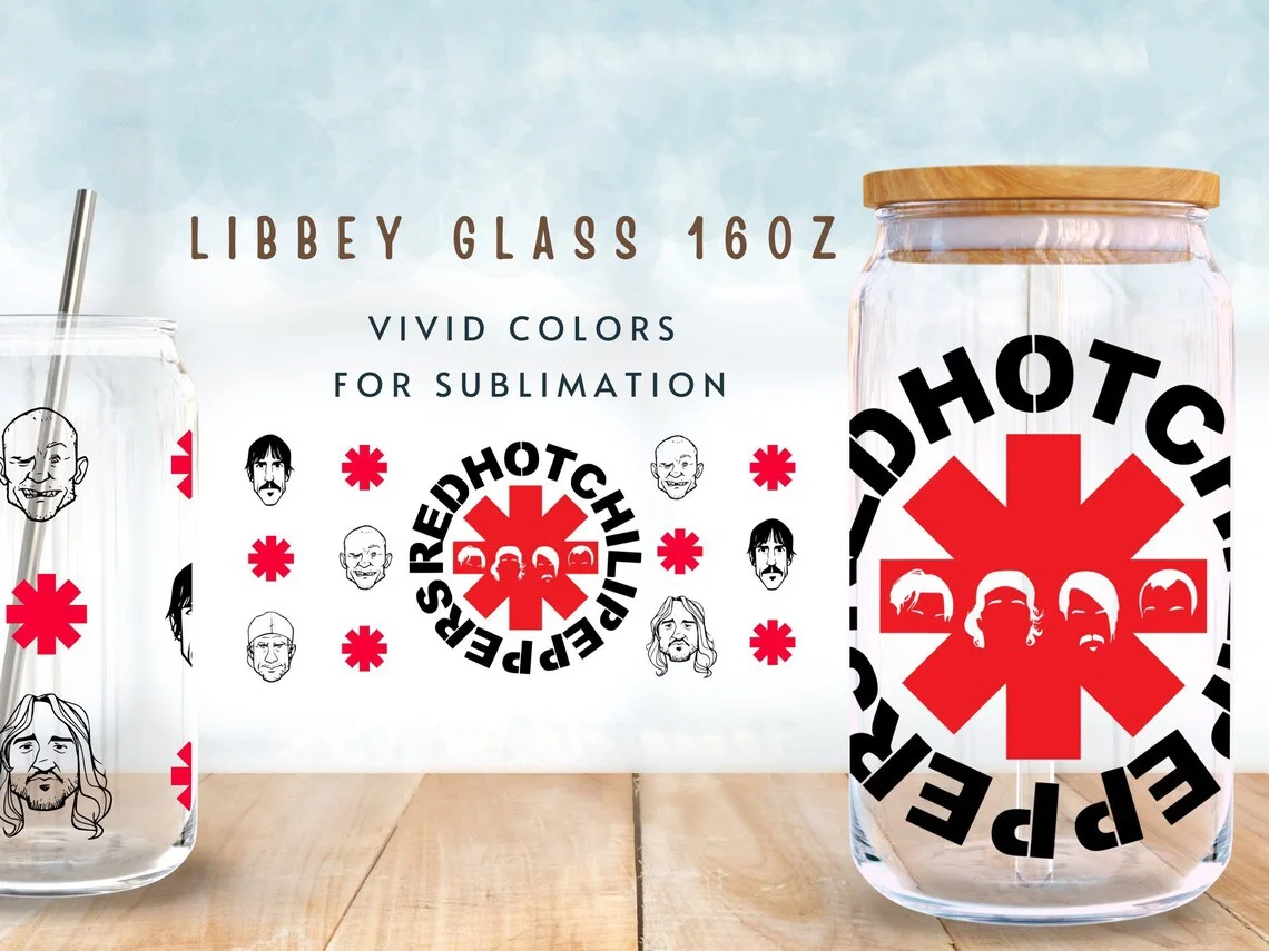 Rhcp uv dtf cup wrap für 16oz libbey glas kann diy transfer aufkleber hot chili