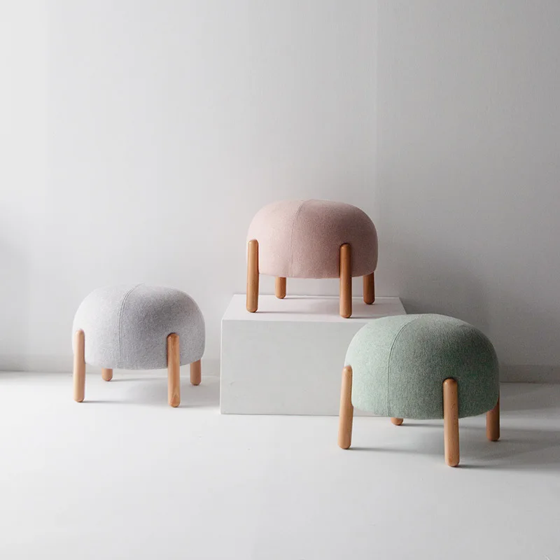 Sgabello Rotondo In Legno Nordico Vanity Small Household Cute Modern Foot Sgabello Creativo Relax Minimalista Sgabello Living Room Furniture