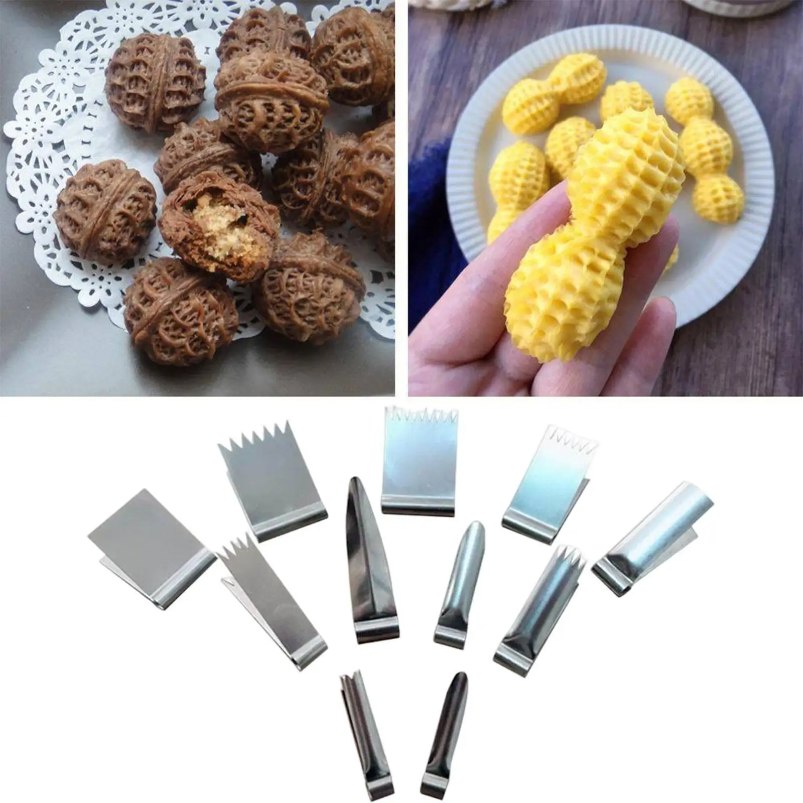 11-piece Stainless Steel Pottery Texture Clip Peanut Walnut Nut Model Clip Pottery Modeling Tool Ultra-light Clay Printing Tool
