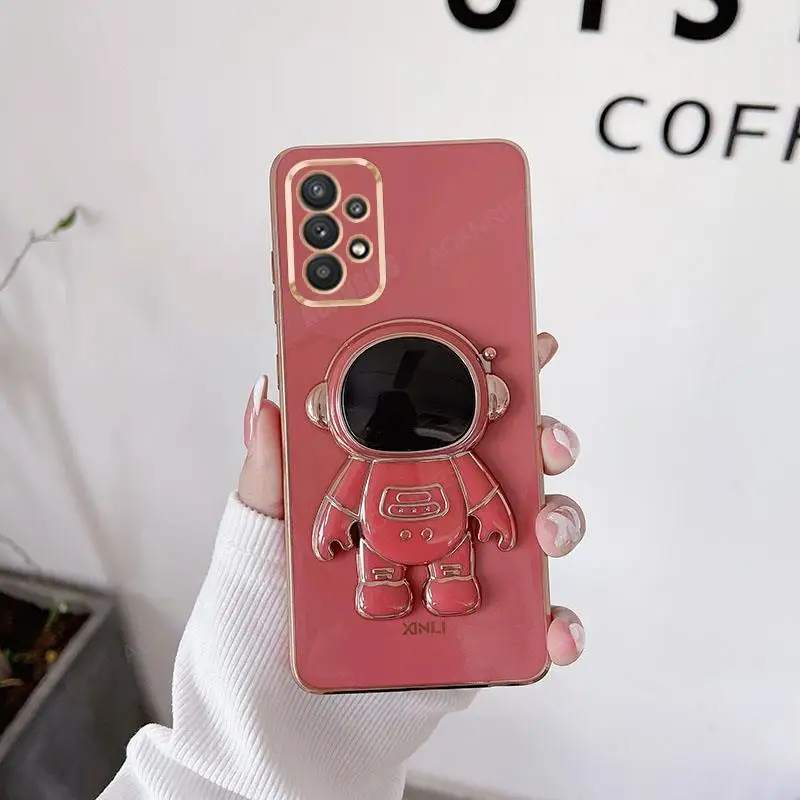 Luxury Plating Silicone Stand Case with Astronaut Holder