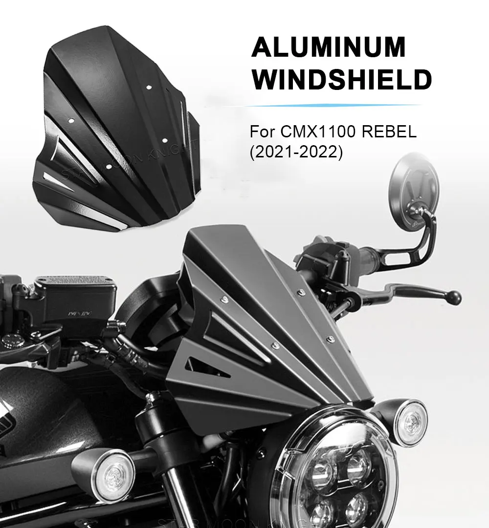 

Motorcycle Windshield Accessories Windscreen Fairing For HONDA CMX 1100 CMX1100 REBEL 2021 2022- Aluminum Wind Shield Deflector