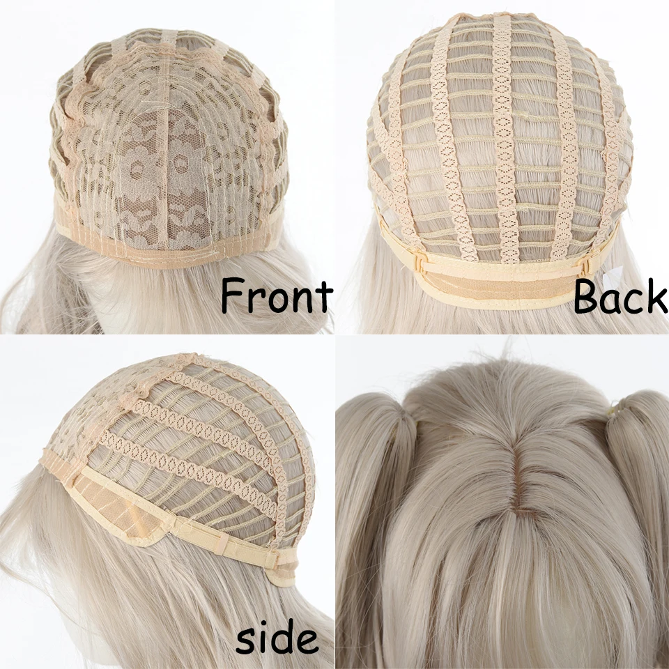 Synthetic Princess Cut Double ponytail Lolita Wig with Bangs Girl White gray Cosplay Harajuku wig Christmas New Year Carnival