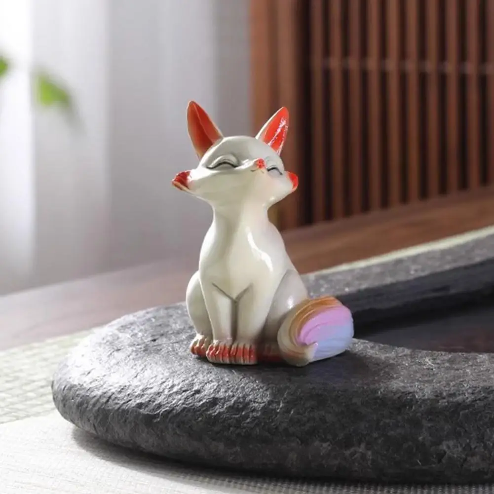 Fox Figurine tea pet ornaments Handcrafted Color Changing Fox Tea Pet