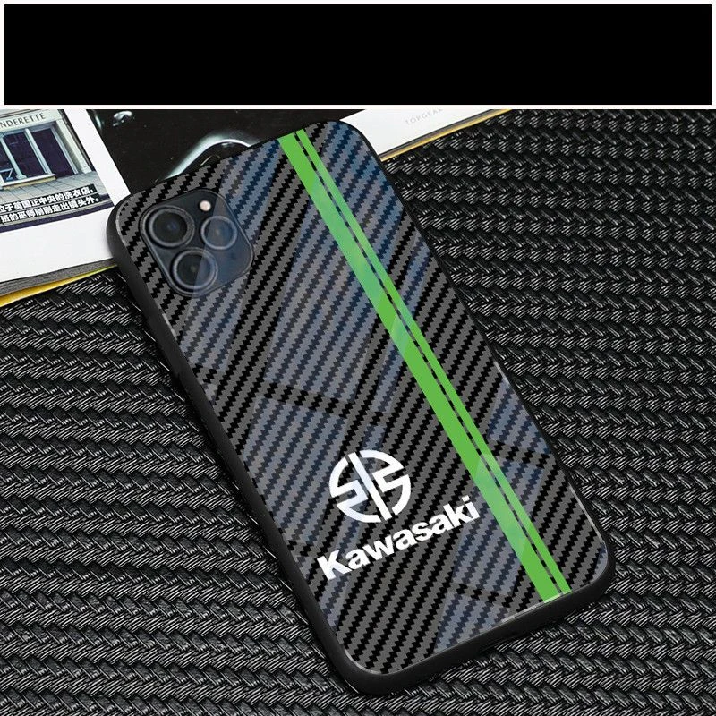 Carbon fiber For Kawasaki Logo Phone Case for iPhone 16 Pro