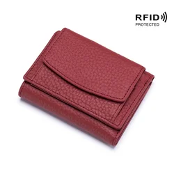 Women's Genuine Leather Fashion Wallet with Mini Coin Pocket and RFID Blocking (Burgundy)