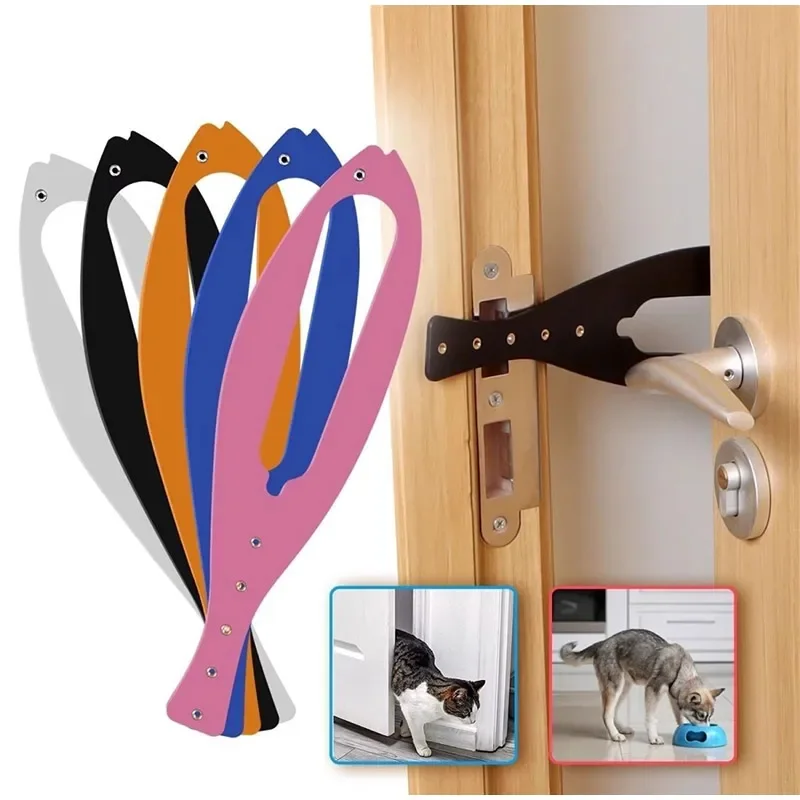 New Adjustable Elastic Cat Door Holder Latch Punch-free Gate Lock Keep Cat Dog Out From Entering Pet Supplies