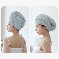 Quick-dry Hair Towel Women Hair Drying Hat Cap Hat Bath Hat Coral Fleece Solid Towel Cap Super Absorption Turban Hair Dry Cap 5