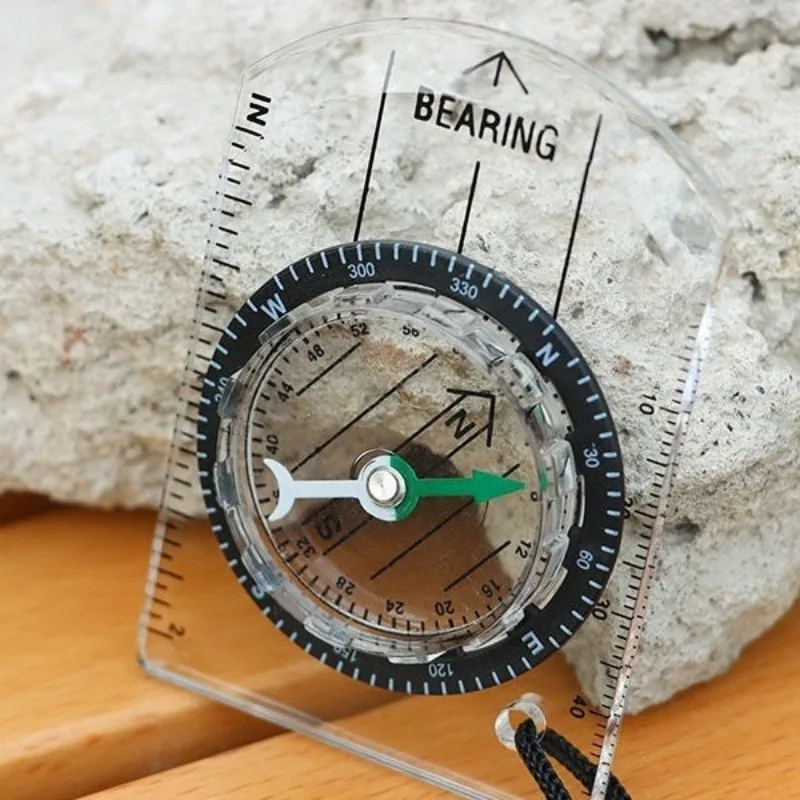 1pc Outdoor Transparent Compass Survival Tools Mini Travel Motion Scale Camp Hanging Rope Acrylic Map Proportional Ruler Hike CN 5