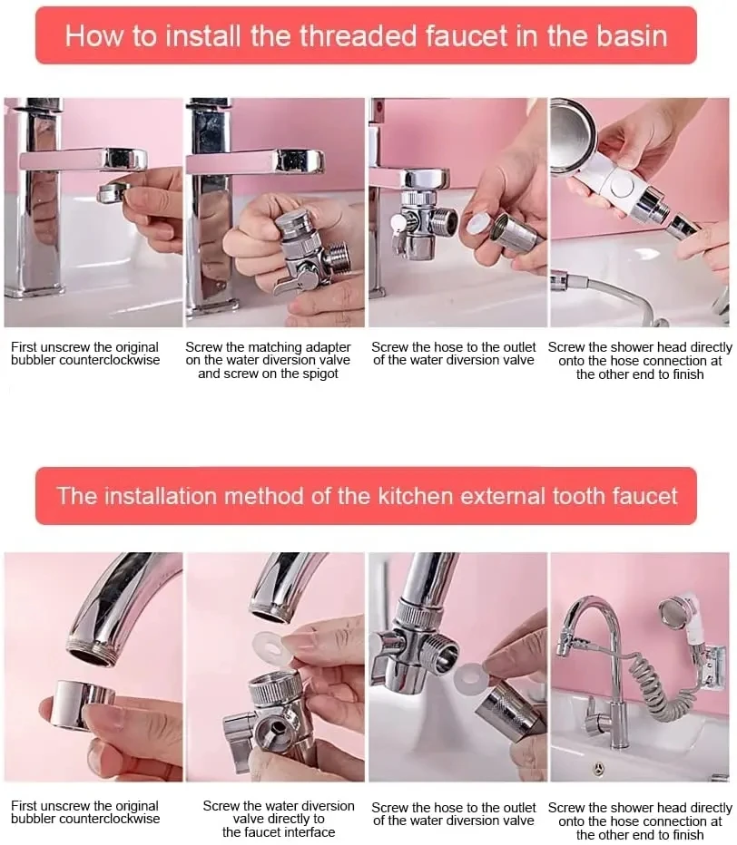 3 Mode Bidet Faucet External Shower Head Bathroom Kitchen Basin Tap Adapter Splitter Set Water Diversion Shower for Beauty Salon 6
