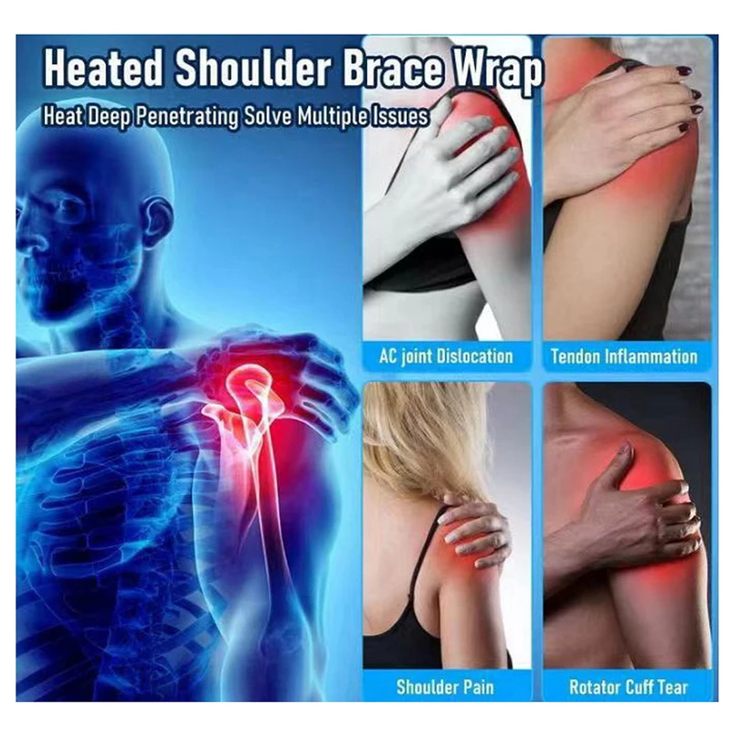Heat Therapy Shoulder Brace Adjustable Shoulder Heating Pad for Frozen Bursitis Tendinitis Strain Hot Cold Support Wrap