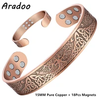 Vintage Pure Copper 18Pcs 3500 Gauss Strong Magnetic Therapy Open Cuff Bracelet 1
