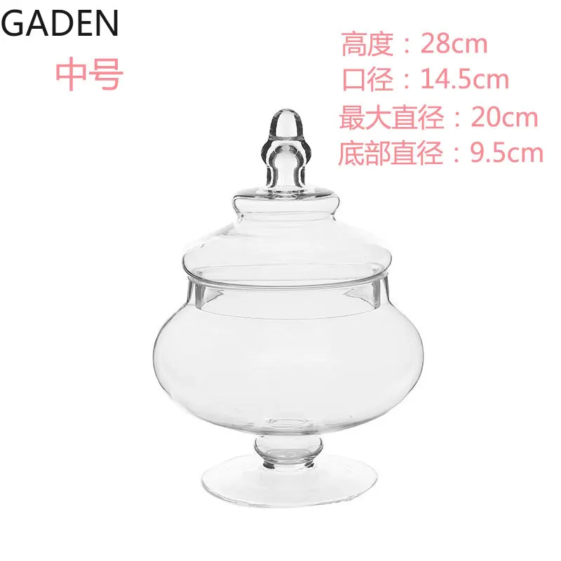 European-style Transparent Glass Candy Jar Household Glass Cover Storage Jar Home Decoration Accessories Desktop Ornaments 6