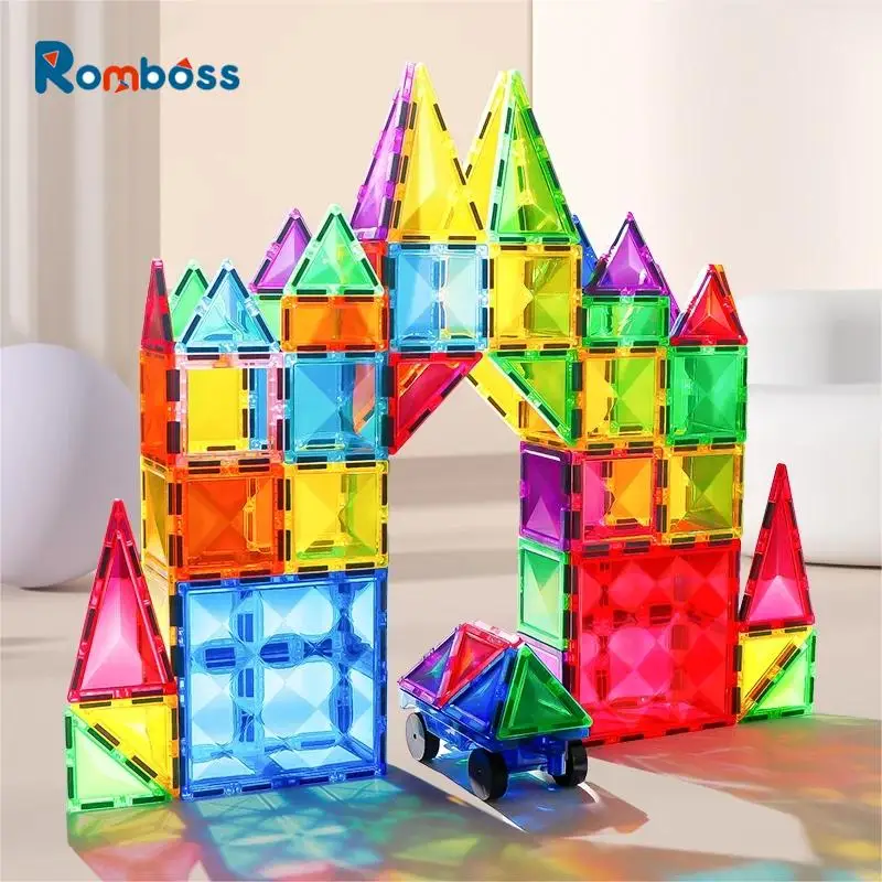 

Romboss 72pcs Magnetic Tiles Construction Set Building Toy DIY Magnetic Blocks Tiles Montessori Educational Toys Gift For Kids