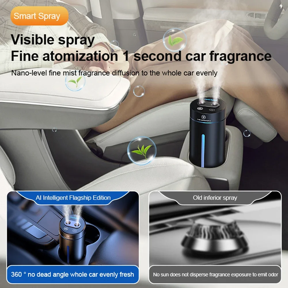 Dual Spray Car Air Humidifier Aluminium Alloy Essential Oils Diffuser Air Freshener for Auto Home Office