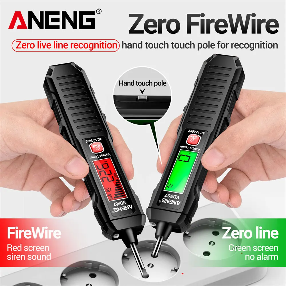 ANENG VD807 One-word Induction Tester Portable 50/60Hz Smart Electric Pen NCV Sensor AC 12-300V Non-contact Wire Detector Tools BEST SELLERS