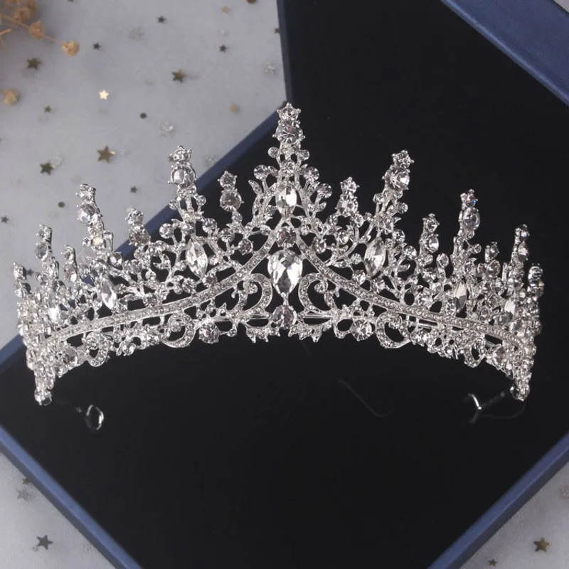 Itacazzo Bridal Headwear Set Crown Necklace Earrings Four Piece Silver-Colour Fashion Tiaras for Women Wedding Birthd,bridal jewelry sets