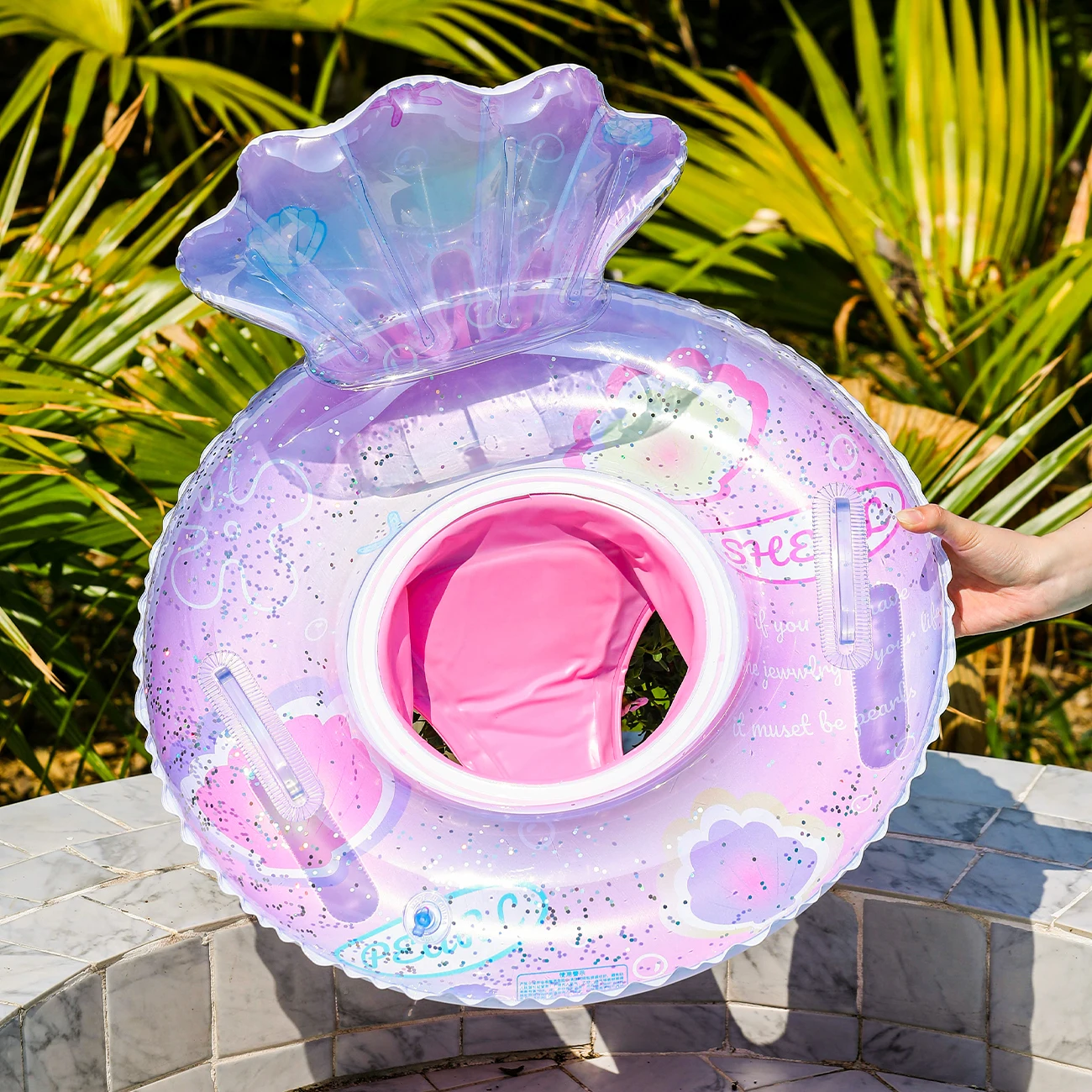 1PC  Transparent shell shape  Baby float  Pool floats kids  Pool float   Children's seat with swimming ring 4