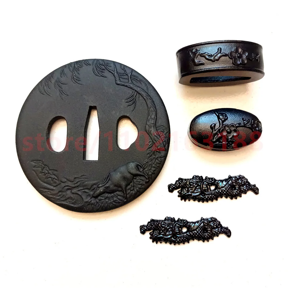 

High Quality Steel Tsuba Handguard Guard Iron Fuchi Kashira Menuki For Japanese Real Japan Samurai Katana Sword Fittings Parts