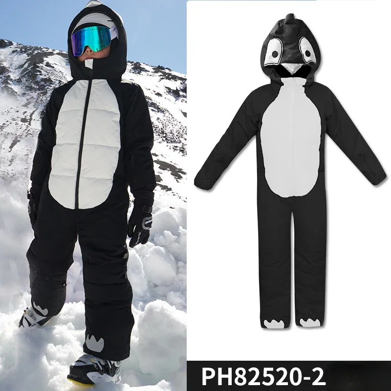 Children's Outdoor Ski Suit for Boys and Girls Animal Shape Cartoon Dinosaur Waterproof Windproof One-piece Snowboard Snow Suit