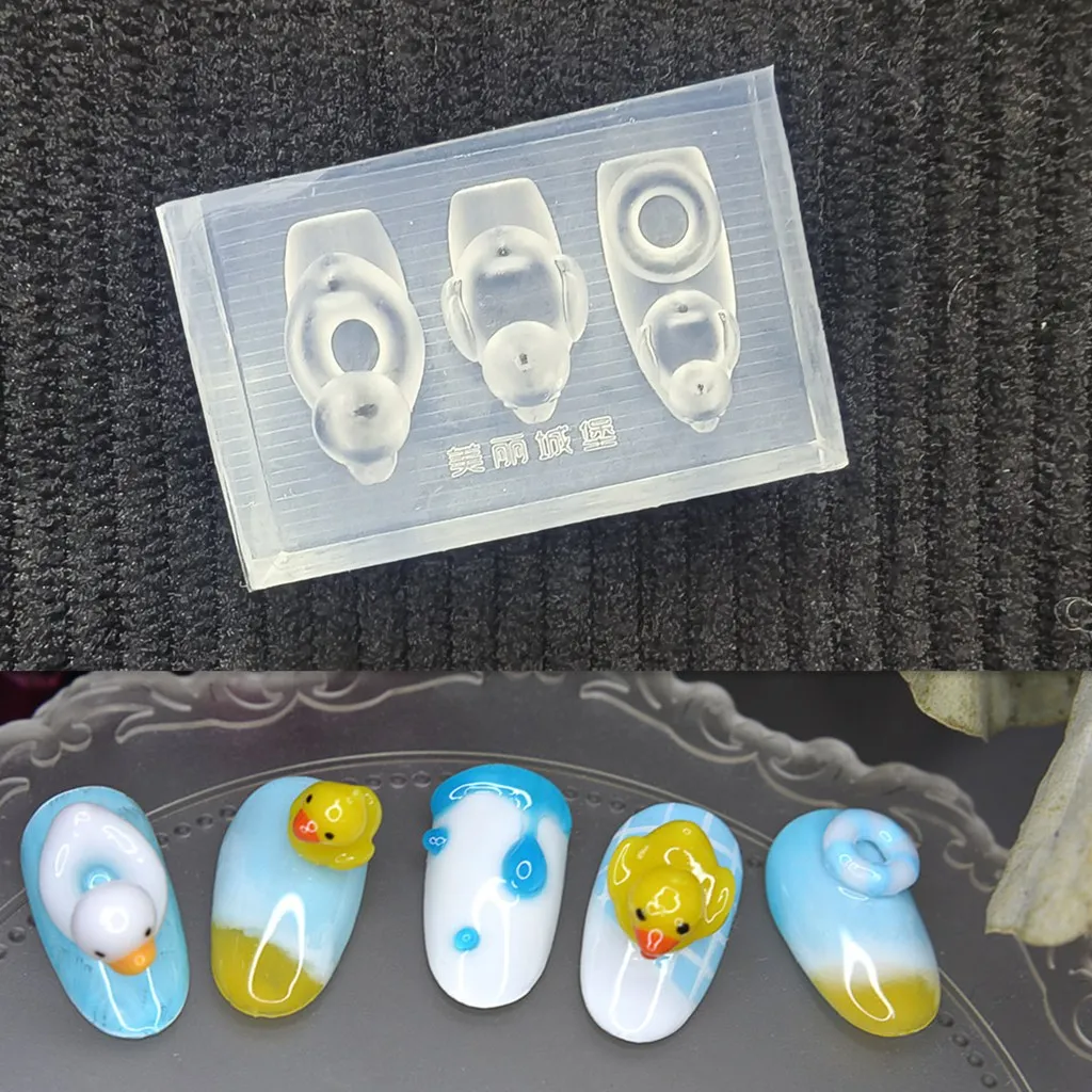 1pc Duck Bear Cat Dog  Animals 3D Acrylic Nail Mold Nail Art Decorations DIY Design Silicone Nail Art Templates Nails Mold