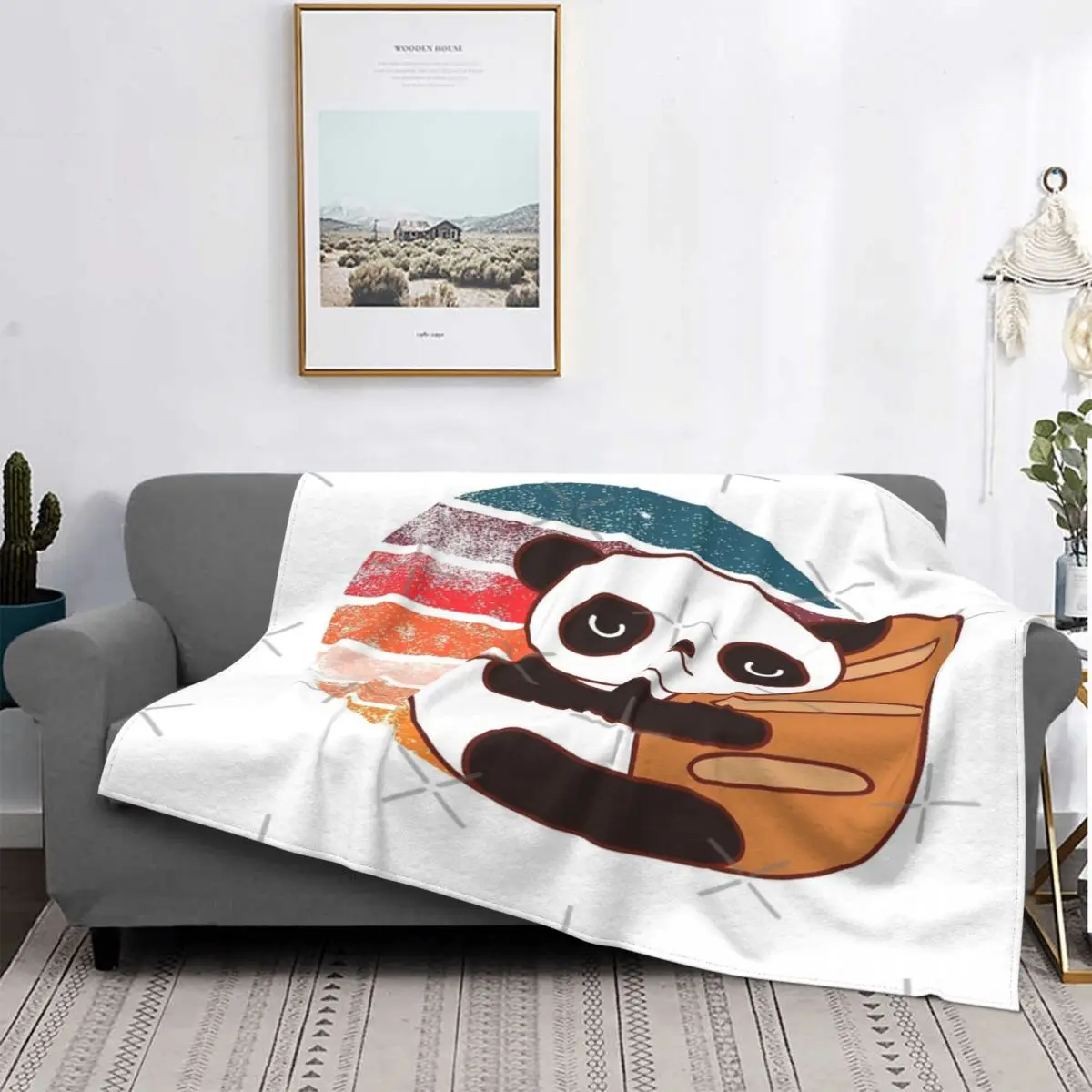 Manta A Cuadros Para Cama, Colcha With Ill De Panda 4, Ideal Para Pícnic, Manta Doble A Cuadros En El Sofá