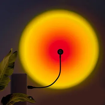 USB 선셋 램프 LED 레인보우 네온 야간 조명 프로젝터, 사진 벽 분위기 조명, 침실 홈 룸
