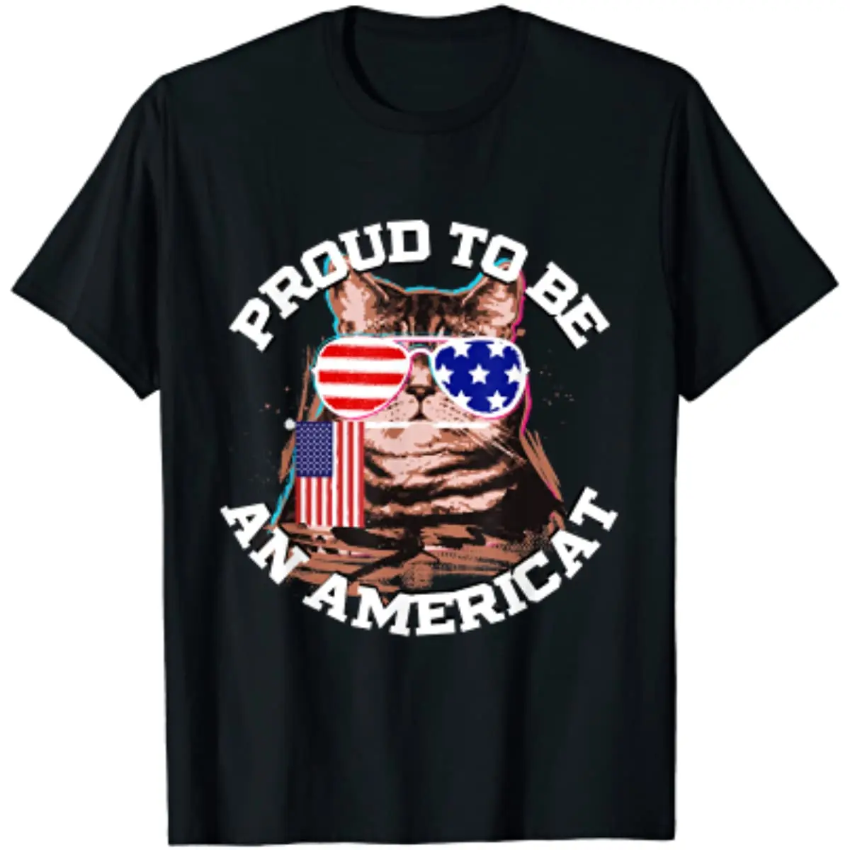 

4th of July Cat Shirt T-Shirt Independence Day US Men Clothing Graphic T Shirts Mens Oversized T Shirt Streetwear Cotton