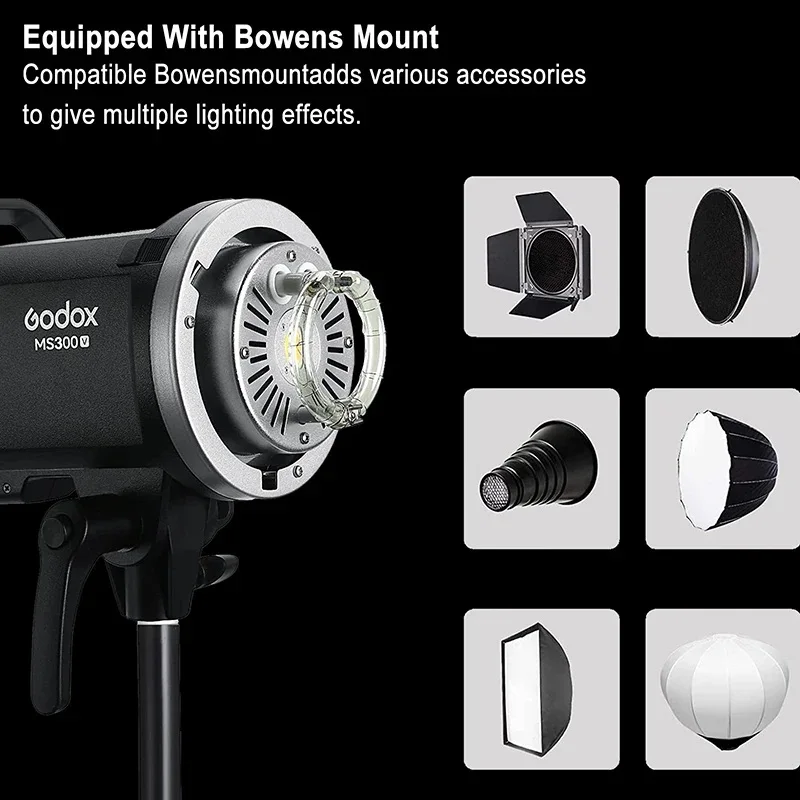 Godox MS200V 200W MS300V 300W LED Studio Flash 2.4G Wireless Receiver Lightweight Compact Bowens Mount LED Modeling Lamp 2