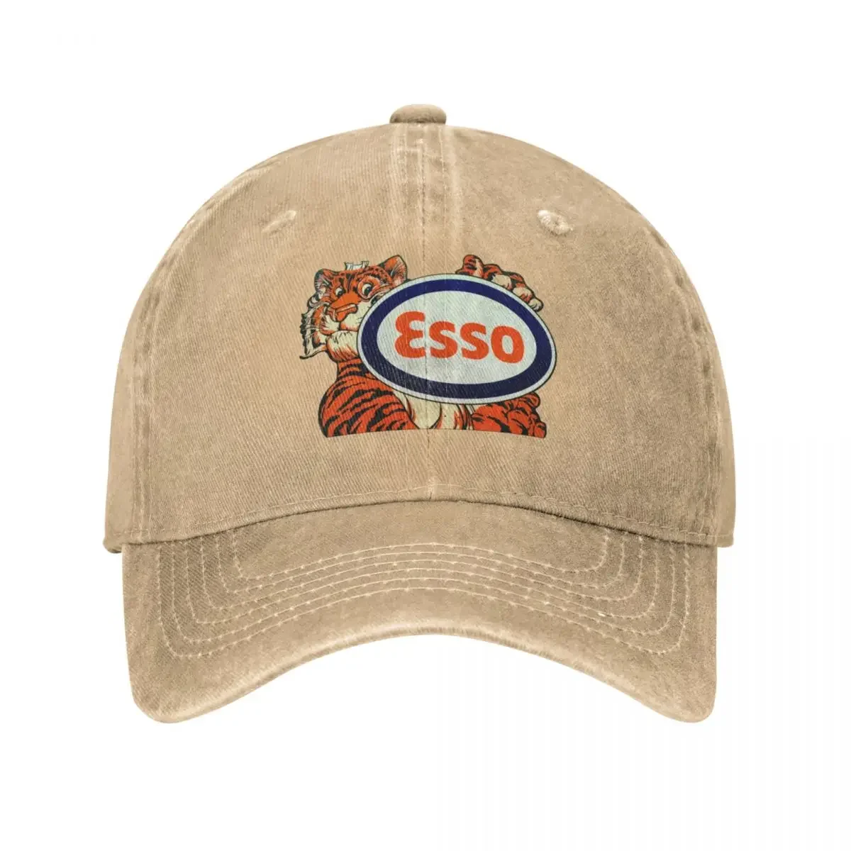 Vintage Tiger Oil Esso Gas Benzina Halftone Cappello Da Cowboy Alpinismo Presa Da Spiaggia Da Donna Da Uomo