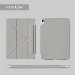 Clear Corner Case - Magnetic Buckle, Lens Guard, Scratch & Drop Resistant, Y - Fold, Auto Wake/Sleep for iPad Air 4 5 6 7 (Hazy Gray)