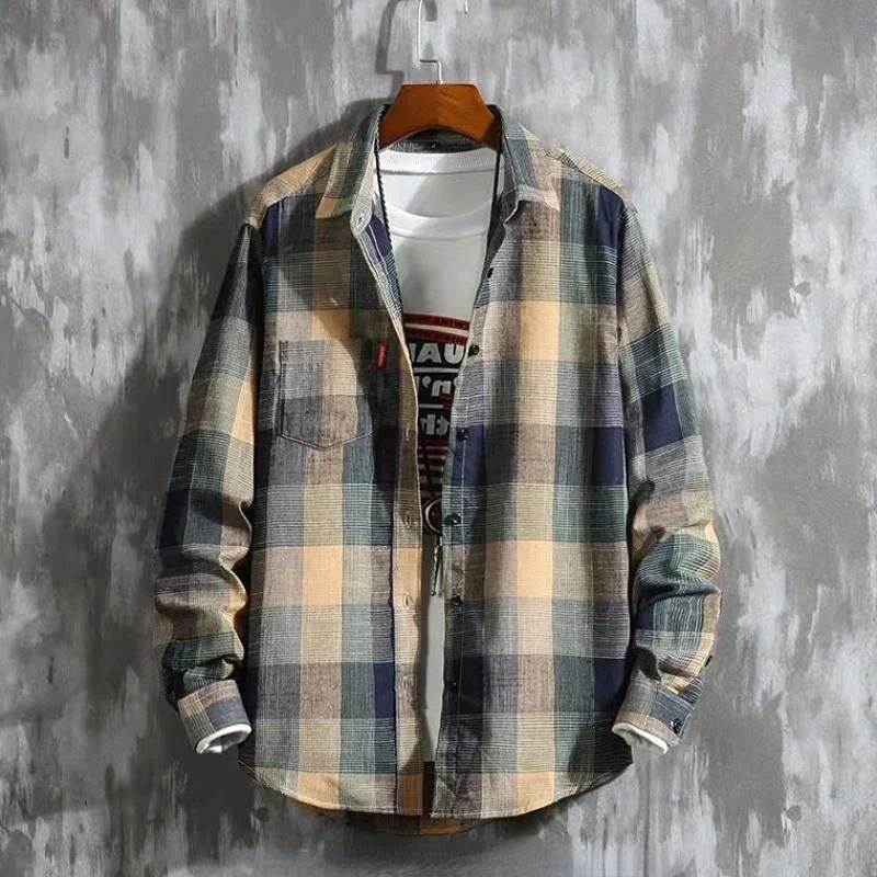 

Long Sleeve Shirts and Blouses for Men Plaid Elegant Cotton Normal Man Tops Social Free Shipping New In Hipster Spring Clothing