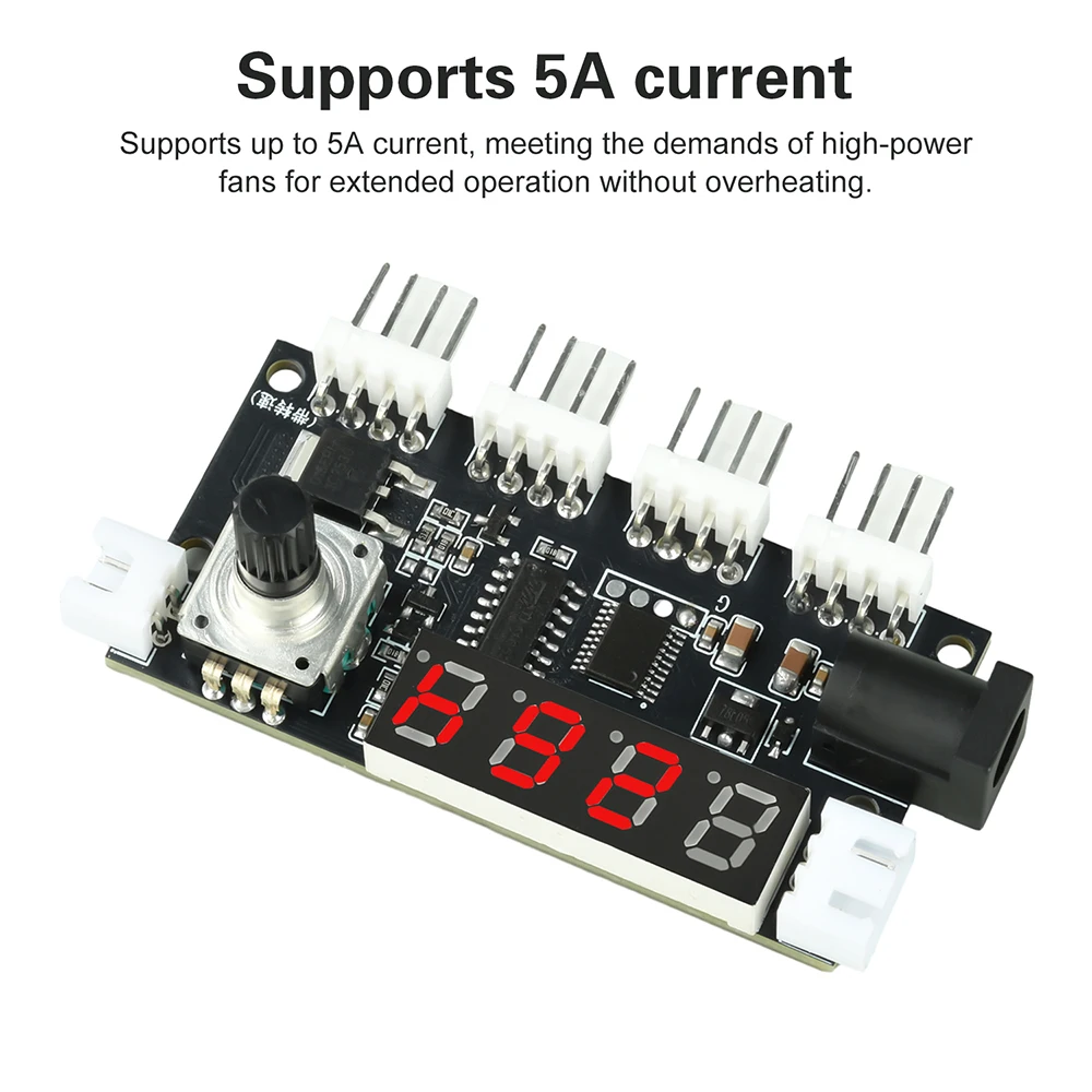 DC 5-24V PWM 속도 컨트롤러 팬 속도 조절기 4방향 출력 PC CPU 쿨러 팬 온도 제어 스위치 + 10K NTC 온도 센서