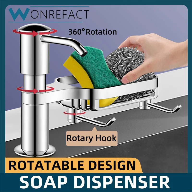 Kitchen Sink Soap Dispenser With Tray Hook Extension Tube Detergent Dishwashing Liquid
