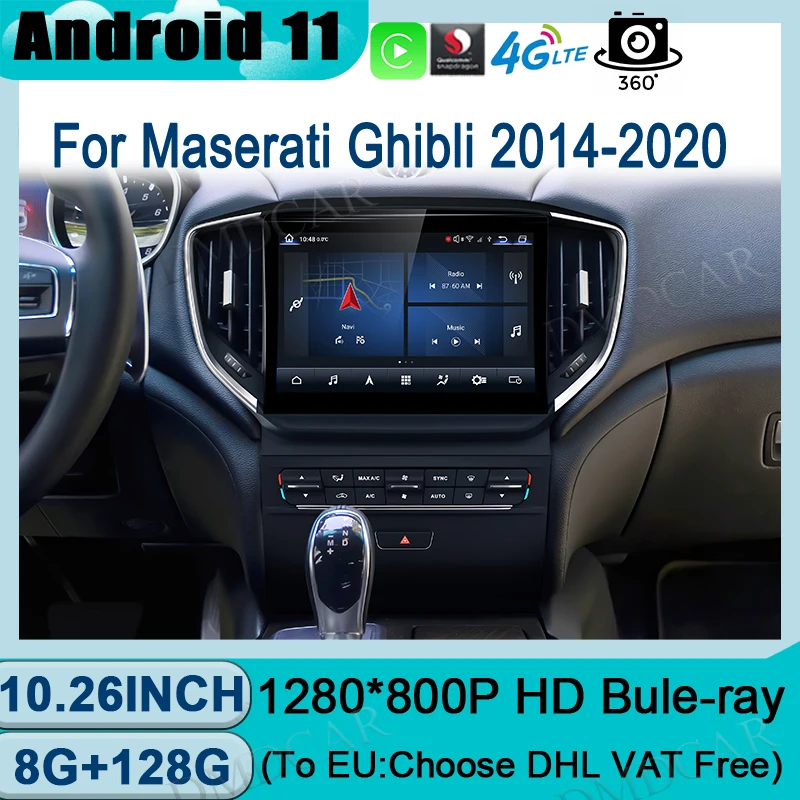 

Автомобильный мультимедийный плеер Qualcomm, 10,26 дюйма, Android 11, стерео радио для Maserati ghiсот 2014-2016, 4G, Wi-Fi, Carplay, автомобильная навигация DSP