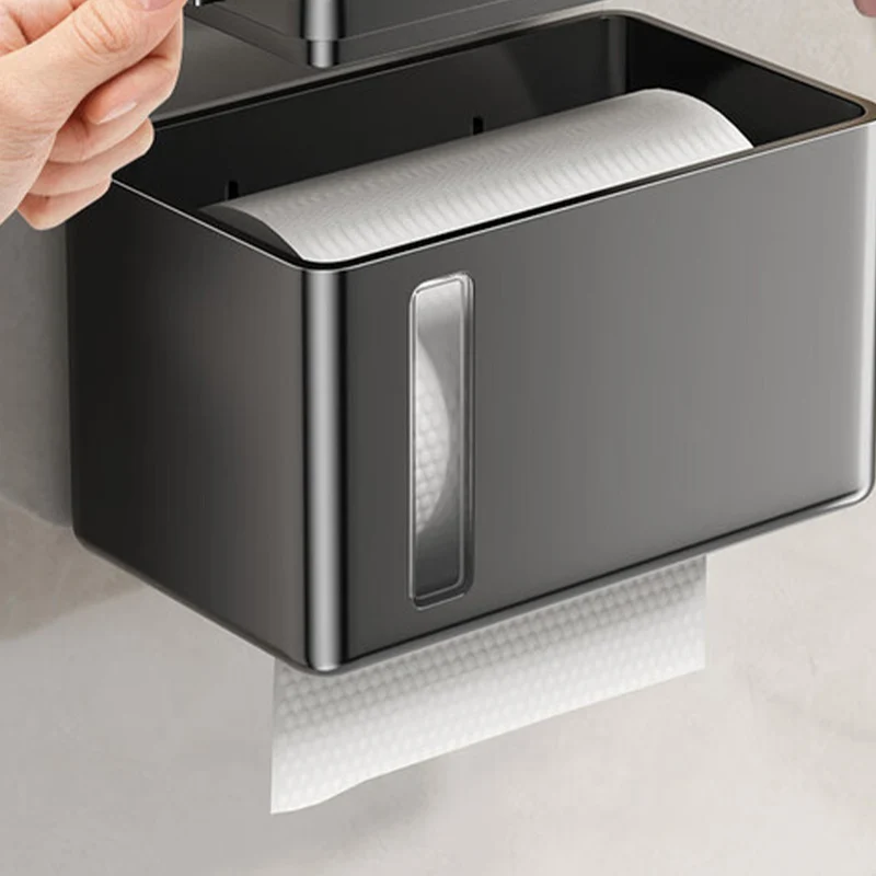 Toilet Paper Holder Tissue Box Wall Mounted Tissue Box Waterproof Toilet Paper Holder with Shelf for Bathroom Kitchen Storage Organizer Plastic Dispenser
