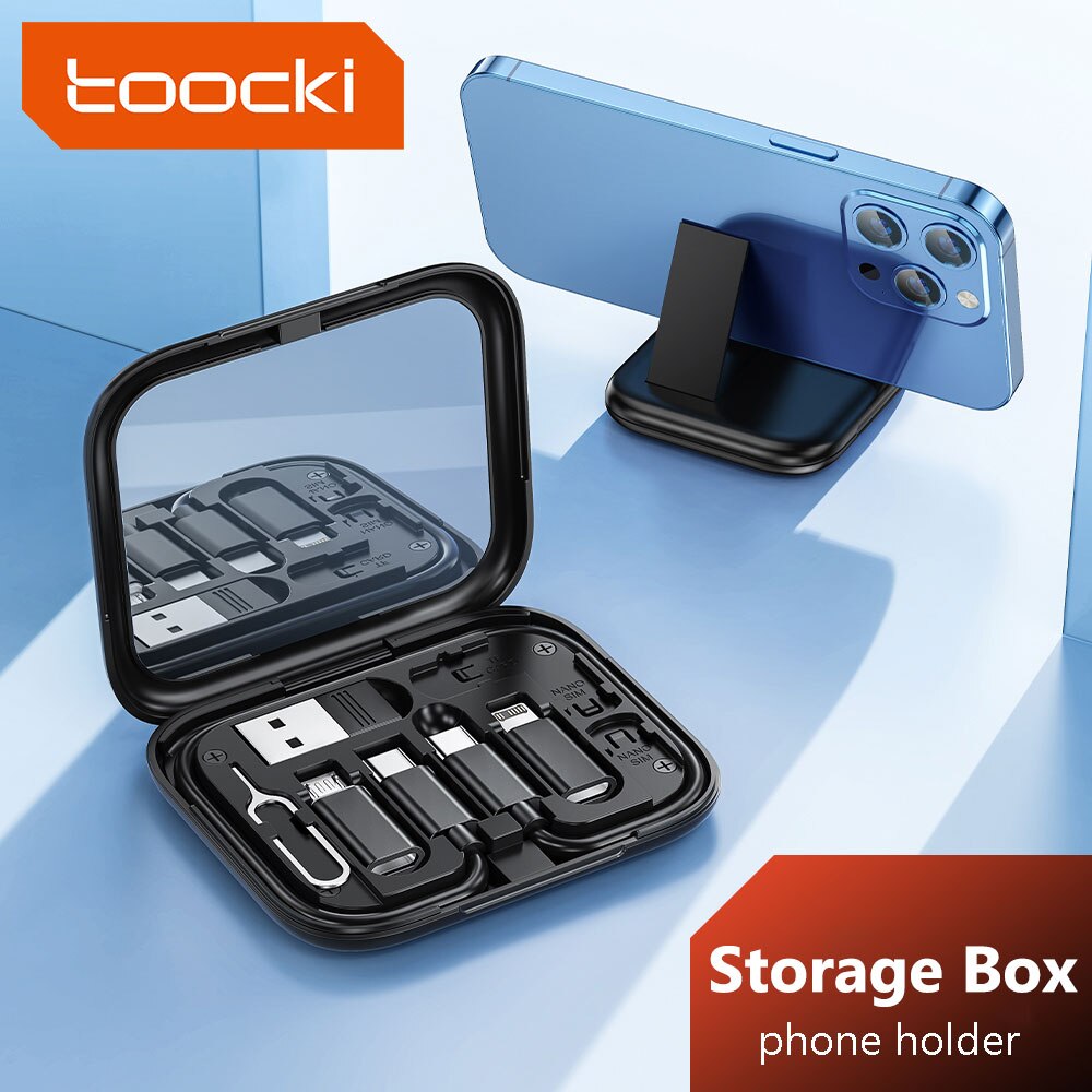  Toocki USB Type C To USB C Cable 60W 4 In 1 Mini Data Cable Set Storage Box Fast Charging Charger Mobile Phone Holder For Xiaomi 